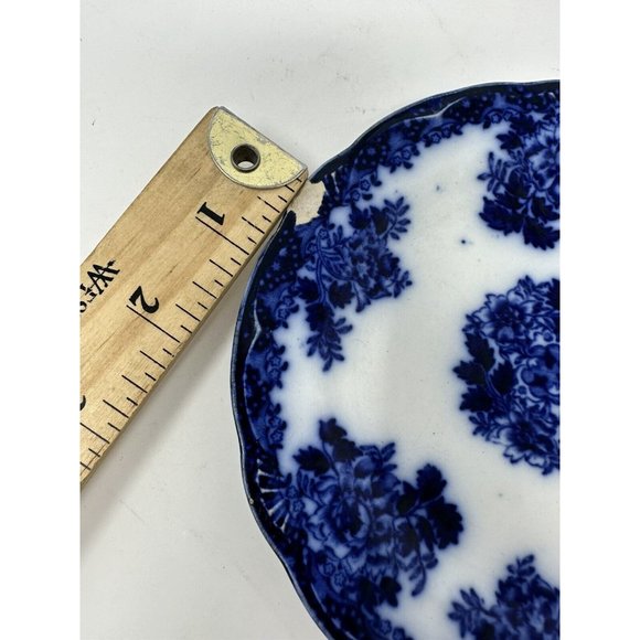 Antique WHARF POTTERY 6” Scalloped Edge WALDORF Semi Porcelain Bread Plate 1800s - Picture 3 of 7